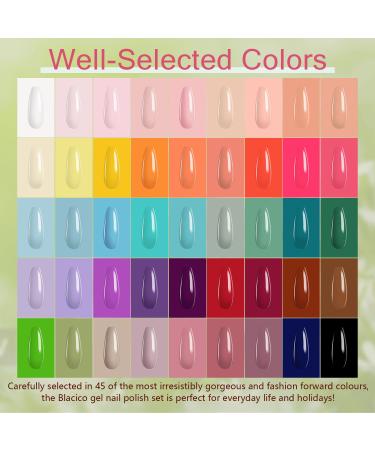 BLACICO 45 Colors Gel Nail Polish Kit with 168W UV Nail Dryer - Manicure Tools & Nail Art Decorations | Pink Blue Purple Gel Polish Set with No Wipe Base & Top Coat for Women - Buy Online on GoSupps.com