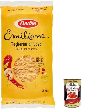 Italian Gourmet E.R. Barilla Egg Pasta Le Emiliane Taglierini Egg Pasta 250g + Italian Polpa Gourmet 400g Pack of 12