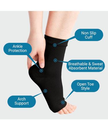 360 Relief Ankle Compression Socks - Open Toe Support for Men & Women | Ideal for Running Sports & Gym - Includes Mesh Laundry Bag - Size S-M - Black - Buy Online on GoSupps.com