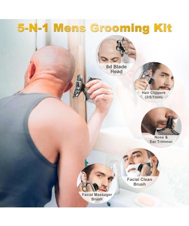 Elestyle 5-in-1 Bald Shaver for Men - Waterproof Electric Head Razor with 8 Rotating Heads Beard & Nose Hair Trimmer Kit - Buy Online on GoSupps.com