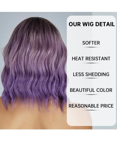 Shop Testar Short Wavy Purple Bob Wigs | Stylish Curly Shoulder-Length Synthetic Wig for Women & Girls - Perfect for Costumes & Daily Wear - Buy Online on GoSupps.com
