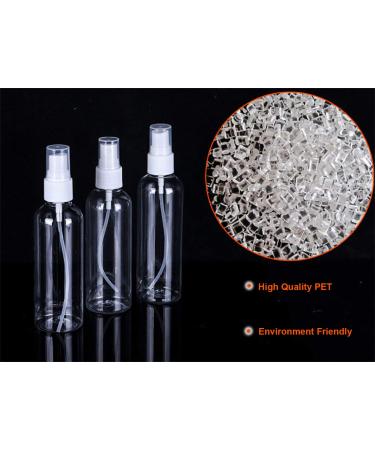 Mini Travel Spray Bottles Set - 2 oz Refillable Clear Plastic Fine Fog Containers with Funnel & Label for Makeup Essential Oils & Perfume - Buy Online on GoSupps.com