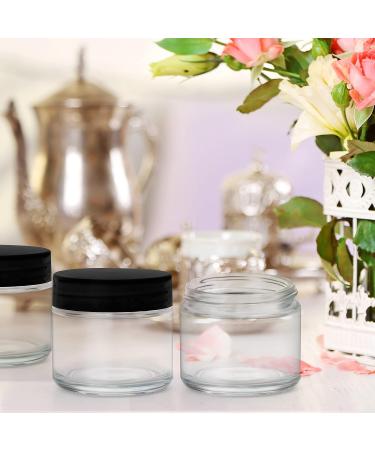 Buy Belle Vous 60ml Round Glass Tans with Black Screw Lid - 12 Pack for Creams Ointments Lotions & Essential Oils | Travel-Friendly Containers - Buy Online on GoSupps.com