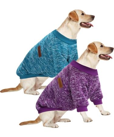 Huisalisiji 5XL Dog Sweater for Large Dogs | Warm & Lightweight Sweatshirt Hoodie | Soft Texture & Elasticity | 2PCs Blue & Purple - Buy Online on GoSupps.com