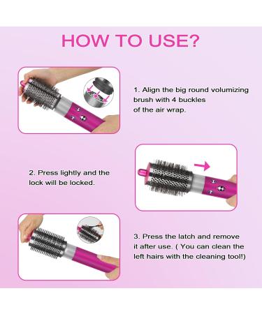 Large Round Volumizing Brush for Dyson Airwrap - Bigger Oval Brush & Hair Cleaner Tool - Fluff & Volume Styling in Rose - Buy Online on GoSupps.com