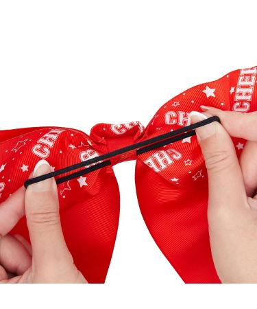 20 Pack 8 Inch Cheer Bows for Women & Girls - Elastic Ponytail Holders for Softball, Volleyball, Gymnastics - Large Bulk Polyester Hair Ribbons - 2 Designs Red & White - Buy Online on GoSupps.com