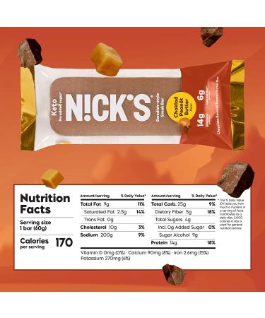 Nick's Smak Bar: Refrigerated Protein Bar | No Added Sugar | Keto Snack | 14g Protein | Meal Replacement & Healthy Snack | 6g Net Carbs | 8 Count - Chocolate Peanut Butter - Buy Online on GoSupps.com