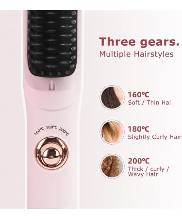 Buy Cordless Hair Straightening Brush & Comb - Fast Heating All Hair Types 30 Min Auto Shut-Off - Pink - Buy Online on GoSupps.com