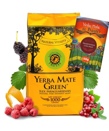 Yerba Mate Green Frutas 1kg Fruity Mate Tee Crane berry Goji berries Traditionally paraguya mate-tee el Pajaro 50g Mixed fruits Large