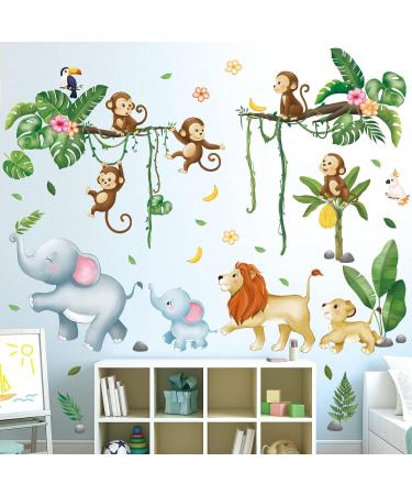 DECOWALL Jungle Animals Tree Wall Decals - Monkey Lion Wall Stickers for Nursery & Kids Room D cor - Buy Online on GoSupps.com