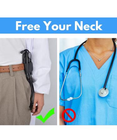 Stethoscope Holder Genuine Leather Hip Clip - Black | Fits Littmann, MDF, ADC, EKO | Stethoscope Accessories for Scrubs - Buy Online on GoSupps.com