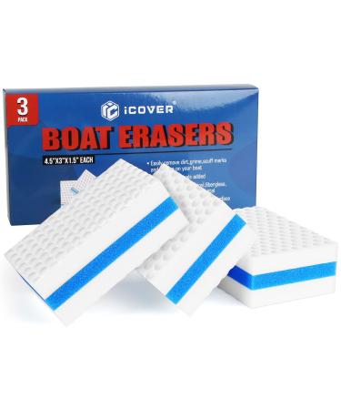 i COVER Boat Scuff Erasers-Magic Boat Sponge for Cleaning Mark Dirt Durable Marine Boat Cleaner Accessories, 3 Pack