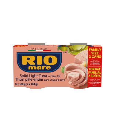 Rio Mare - Solid Light Tuna in Olive Oil - Value Size Canned Tuna High in Protein - 160g 2 Count