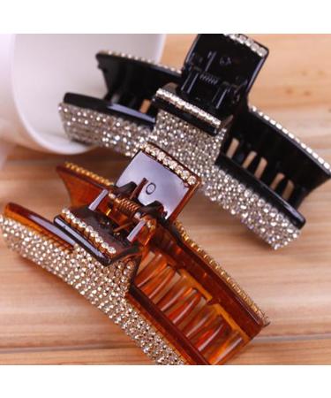 Women's Elegant Black Rhinestone Crystal Acrylic Jaw Clip Hairpin - Hair Accessories - Buy Online on GoSupps.com