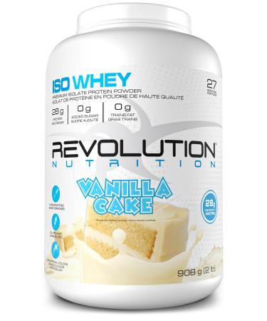 Revolution Nutrition Iso Whey Protein Powder 100% Isolate Premium Formula Gluten Free Low Carb Promoting Lean Muscle Growth in Men & Women 28g Of Protein Per Scoop 908g 27 Servings (Vanilla Cake 2 Pound) Vanilla Cake 27 Servings (Pack of 1)