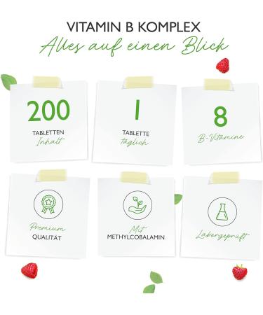Premium Vegan Vitamin B Complex - 200 Tablets with All 8 B Vitamins - B1 B2 B3 B5 B6 B12 Biotin & Folic Acid - Laboratory Tested Quality - Buy Online on GoSupps.com