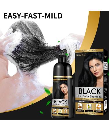 COSMTEK Black Hair Dye Shampoo for Gray | IVNIL Natural 3-In-1 Semi-Permanent Color for Women & Men | Herbal & Ammonia-Free | Fast Acting, Long Lasting | 16.9 fl oz - Buy Online on GoSupps.com