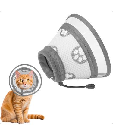 Ohcozzy adjustable sore crane cat with transparent window part breathable network of soft cat collar anti-lull after the operation pet protective collar (m gray) m gray