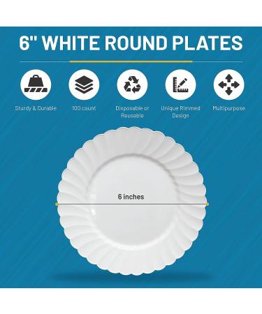 Premium Hard Plastic Round White Plates  100 x 6 -Washable & Reusable - Party Supplies For Birthdays  Celebrations  Buffets  Fiestas  Catering & More 6 inches  100 pack White - Buy Online on GoSupps.com