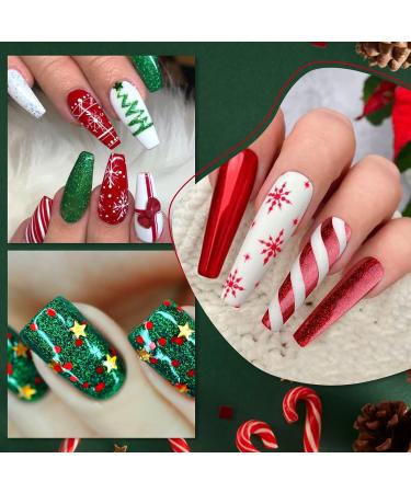 Rechoo 2PCs UV Nail Polish Liner Glitter - 8ml Red & Green Gel for Nail Art Christmas Designs Drawing Lines & French Nails - Perfect for Nail Design - Buy Online on GoSupps.com