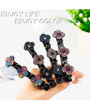 TIGARI Sparkling Crystal Stone Braided Hair Clips Set - 4 Pcs Color A | Rhinestone Hair Accessories for Women and Girls - Buy Online on GoSupps.com