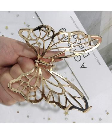 Large Metal Butterfly Hair Claw Clips - 2PCS (Gold/Silver) | Non-slip Thick Hair Barrette for Women and Girls - Buy Online on GoSupps.com