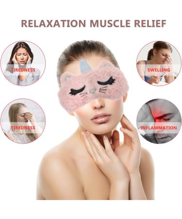 2 pi ces Masque de Sommeil Peluche pour Yeux Bandeau Doux et Cr atif pour Sieste Camping Rose et Blanc - Buy Online on GoSupps.com