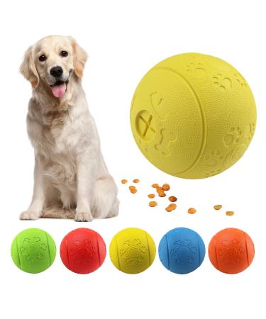 Mekeet dog ball snackball dog toys feed ball treats toy ball made of rubber non -toxic toys ball for pet dog iq training ball (yellow)