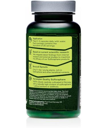  Pure Food Norway R Sulforaphane Active Capsules from Norway - 28500mg Freeze Dried Broccoli Sprouts - No Extract - Active Full Spectrum Brocc - Buy Online on GoSupps.com