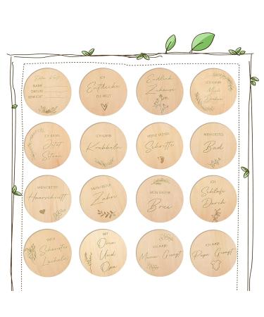 Wood Milestone Cards for Babies - 32 Newborn Milestone Cards Gift for Expectant Parents | Baby Shower & Birth Keepsake | Babyarty - Buy Online on GoSupps.com