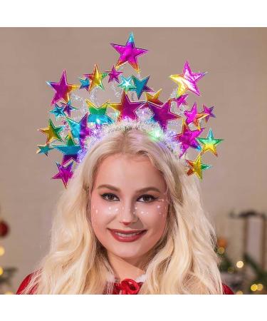 Zoestar Light Up Star Halo Crown Headband LED Stars Goddess Headbands Luminous Carnival Rave Headpiece Sparkly Party Costume Hair Accessories for Women and Girls (Colorful) - Buy Online on GoSupps.com