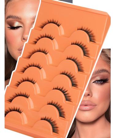 L Curl Cat Eye Half Lashes - 7 Pairs, Wispy & Natural Look, Winged Fox Eye Design, Short Eyeliner Effect - Goddvenus - Buy Online on GoSupps.com