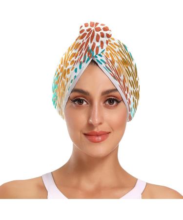 Summer Flower Pattern Dry Hair Cap & Quick Drying Towel Set - Super Absorbent Soft & Comfortable - 2 Piece with Button Headband - Buy Online on GoSupps.com