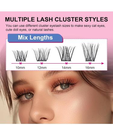 EMEDA Self Adhesive Eyelashes Clusters Kit - 60PCS Double V Shape Glueless Lashes | Natural Look Press-on Lashes (D-10-16mm - Buy Online on GoSupps.com