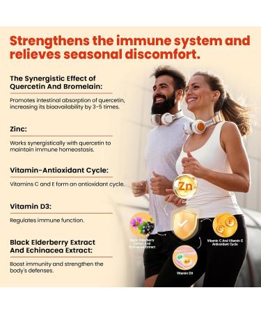(2 Pack) Sugar Free Quercetin with Bromelain Gummies for Kids & Adult - Immune, Antioxidant, Seasonal Support, 1000mg Quercetin Supplements with Bromelain, Zinc, Elderberry, Vitamin C D3 E, 120 Count - Buy Online on GoSupps.com