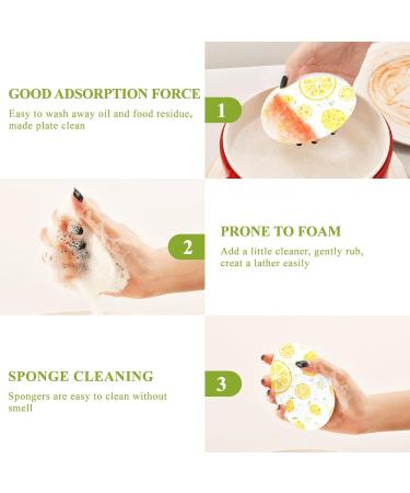 3-Pack Cleaning Kitchen Sponges Oval Whole Lemons and Slices Kitchen Cellulose Dishwashing Wood Pulp Cotton - Buy Online on GoSupps.com