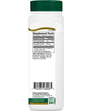 21st Century Fenugreek 610mg - 100 Vegetarian Capsules | Natural Herbal Supplement - Buy Online on GoSupps.com