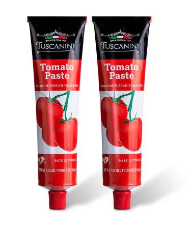 Tuscanini Premium Double Concentrated Tomato Paste Tube 7.5oz (2 Pack) Made with Premium Italian Tomatoes Tomato 7.05 Ounce (Pack of 2)