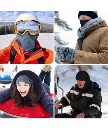 Shop Hegcoiie 2-Piece Winter Loop Scarf Set - Soft Fleece Neck Warmer & Windproof Ski Mask for Men & Women - Black & Gray - Perfect for Skiing & Cycling - Buy Online on GoSupps.com