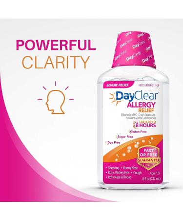DayClear Allergy Relief - Fast-Acting Dye-Free Liquid Cough Suppressant & Antihistamine - 8 Hour Relief - 8 fl oz - Buy Online on GoSupps.com