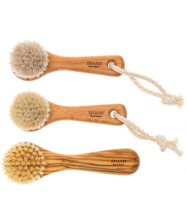 SHASH Exfoliating Face Brush - Made in Germany | Deep Intense Boar Bristle | Gently Exfoliates Skin for Glowing Complexion | Eco-Sourced Beech Wood - Buy Online on GoSupps.com