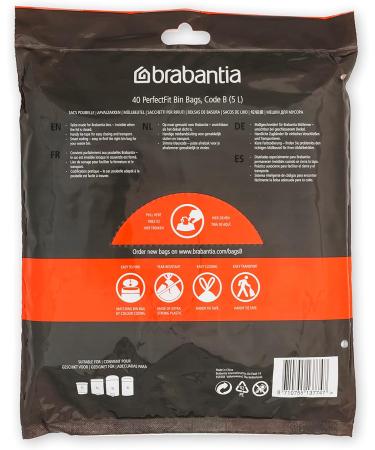 Brabantia Garbage Bags PerfectFit Donation Pack - Extra Strong White Code B (5L 40 Bags) for International Shipping - Buy Online on GoSupps.com