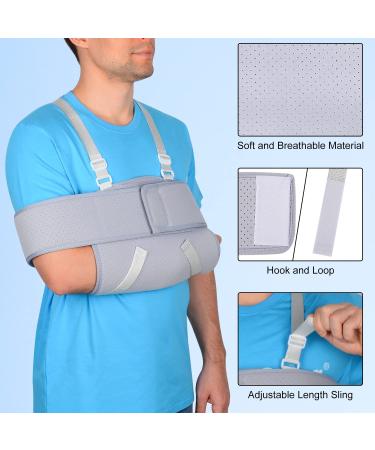 Supegear Adjustable Arm Loop Shoulder Brace - Comfortable Support for Rotator Cuff Broken Wrist & Elbow - Unisex Gray - Buy Online on GoSupps.com