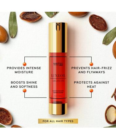 Matsu Luxeoil Argan Oil Treatment - Adds Shine, Controls Frizz - 50mL Travel & Home Size - Buy Online on GoSupps.com