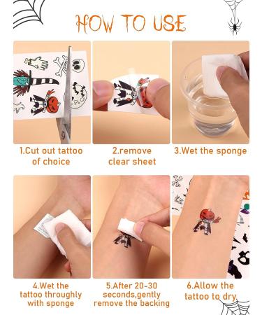 EBANKU Halloween Temporary Glow in The Dark Tattoos for Kids - 10 Sheets of Luminous Cartoon Ghosts, Monsters, Skeletons, and Witches - Perfect for Halloween Parties - Buy Online on GoSupps.com