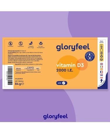 Vitamin D3 2000 I.E. - 400 Tablets | High Dose Sun Vitamin for Immune System & Bones | 100% Pure Cholecalciferol - Laboratory Tested & Additive-Free in Germany - Buy Online on GoSupps.com