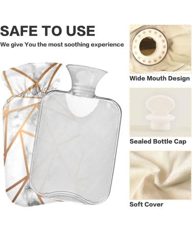 Marble Golden Geometric Lines Hot Water Bottle | 1L Pain Relief & Heating Bag for Cramps | International Shipping - Buy Online on GoSupps.com
