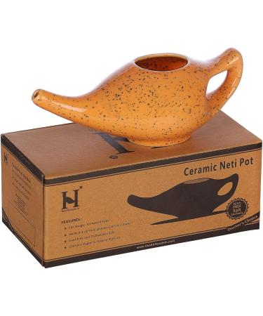 HealthGoodsIn Premium Ceramic Neti Pot with Salt - 225 Ml Freckle Pattern (Orange) | Sinus Relief Tool - Dishwasher Safe - Buy Online on GoSupps.com