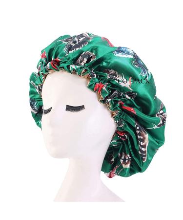 Satin Bonnet for Natural Hair - Reversible Green Silk Sleep Cap for Black Women & Curly Hair - Buy Online on GoSupps.com