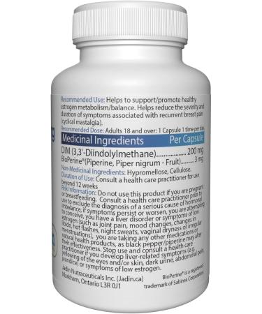 DIM Supplement 200 mg + Black Pepper (BioPerine) 90's (3 month supply) High Absorption Diindolylmethane for Estrogen Support - Made in Canada. - Buy Online on GoSupps.com